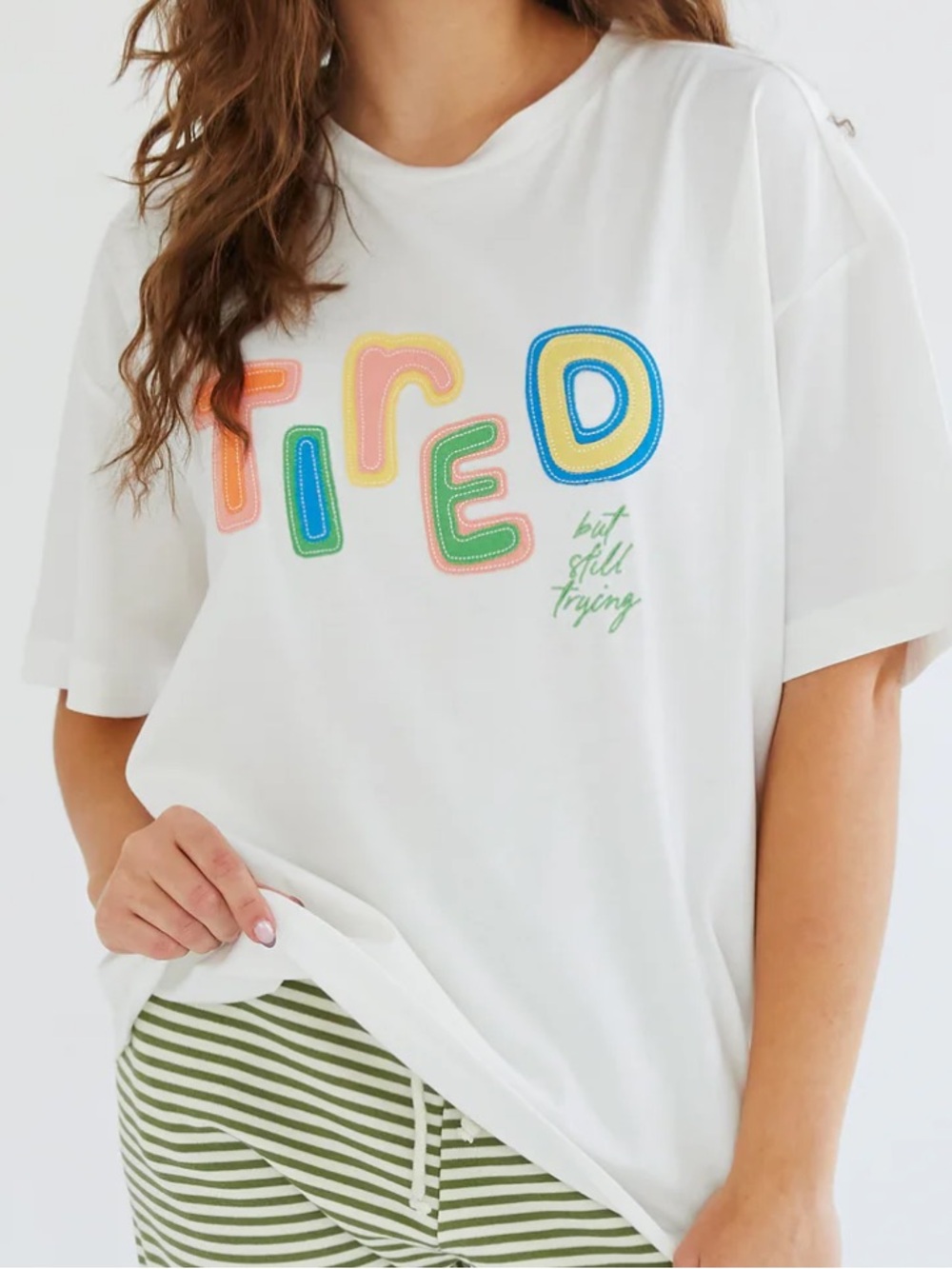 See the Way I See Tired (But Still Trying) Shortsleeve Embroidered Tshirt Xlarge